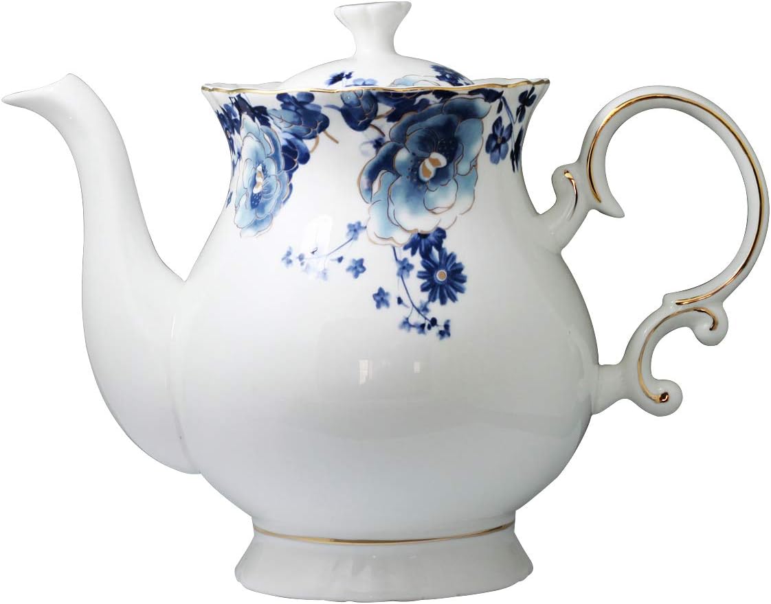 5.5-Cup Blue White Porcelain Teapot Floral