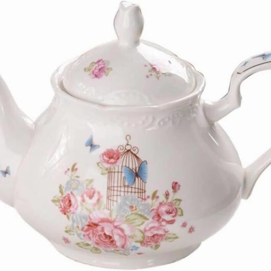 Pink Rose Ceramic Teapot for Tea