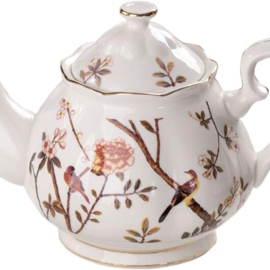 Birds and Trees Porcelain Teapot for Tea