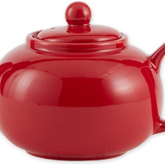 16oz Red Stoneware Teapot Microwave Dishwasher