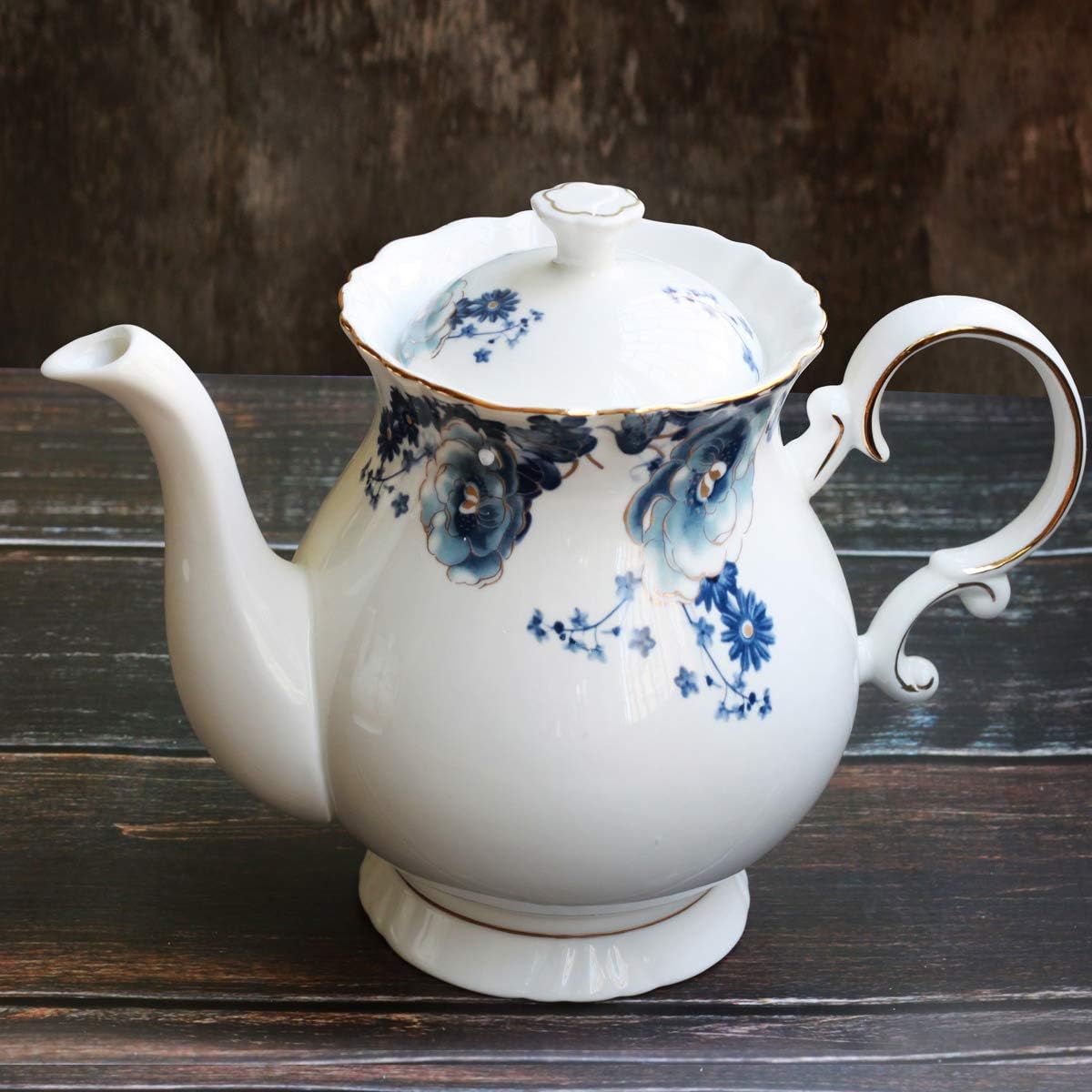 5.5-Cup Blue White Porcelain Teapot Floral - Image 2