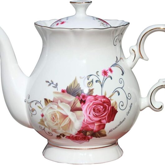 5.5-Cup Rose Porcelain Teapot Floral Motif