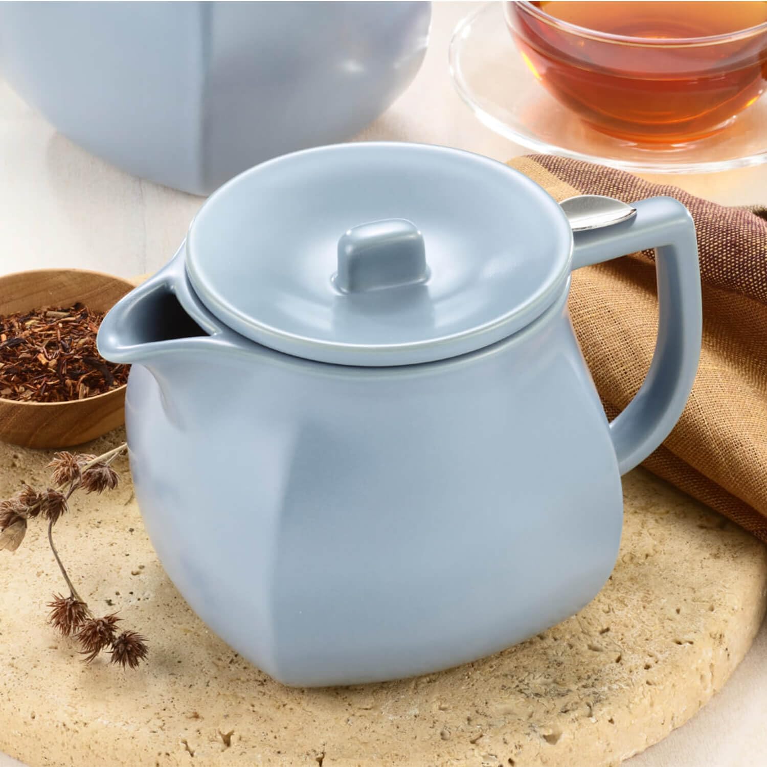 24oz Stone Blue Ceramic Teapot Infuser - Image 2