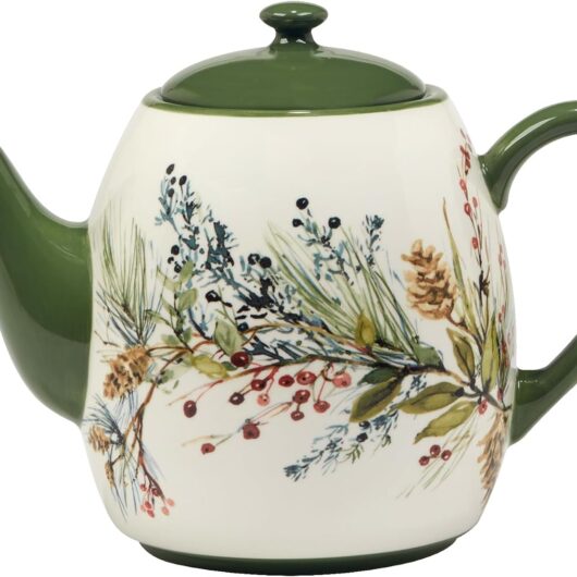 36oz Winter Forest Themed Porcelain Teapot