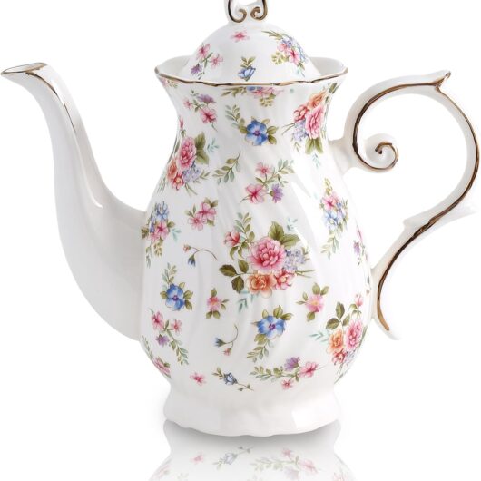 37oz White Porcelain Teapot Small Flower
