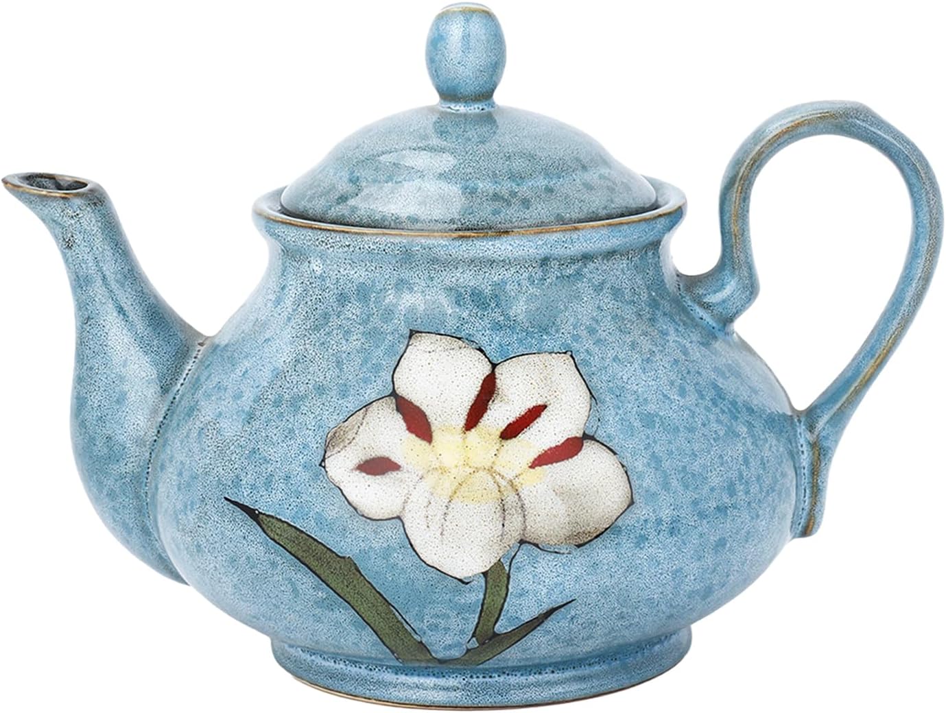 30oz Hand-Painted Porcelain Teapot with Glaze
