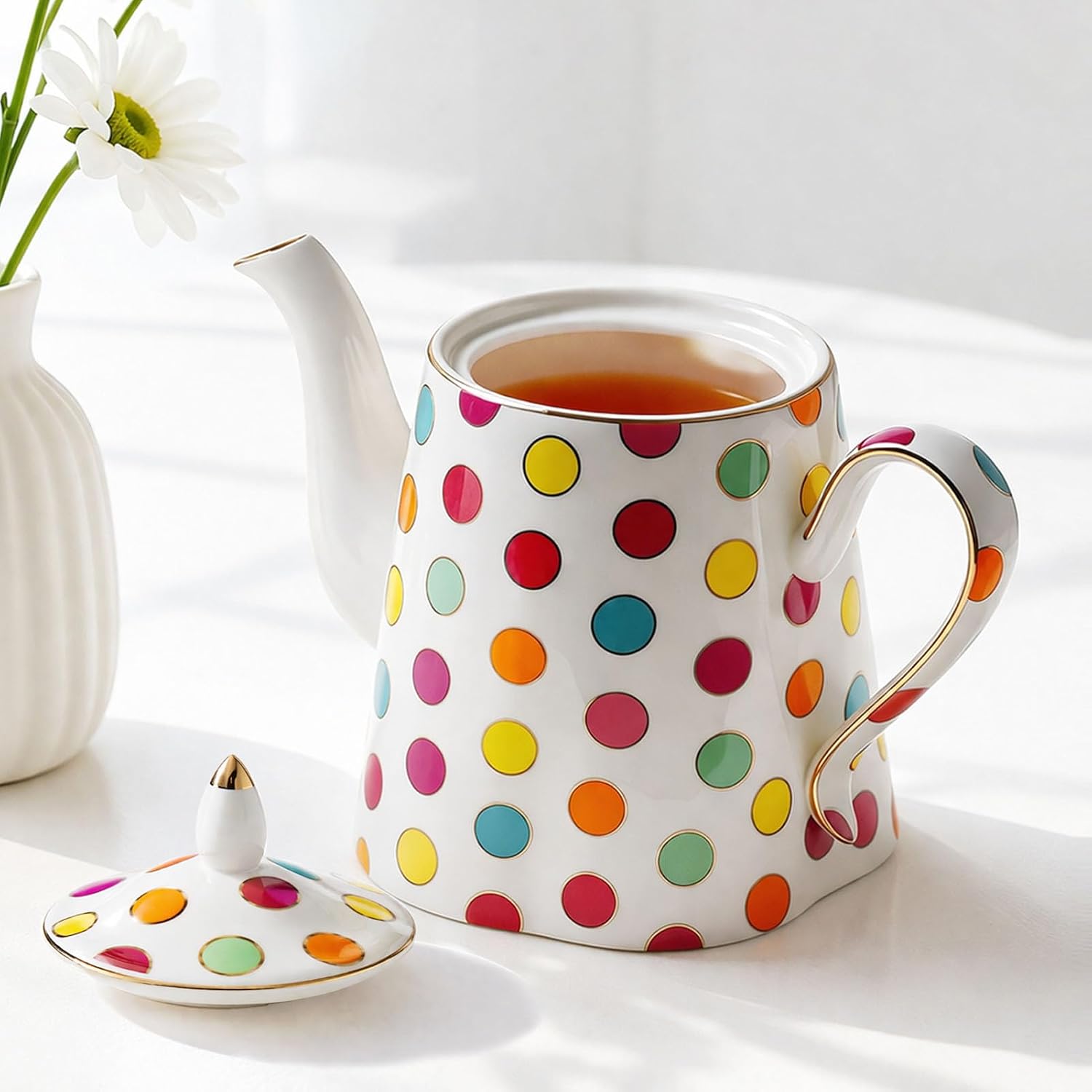 30oz Colourful Bone China Gold Teapot