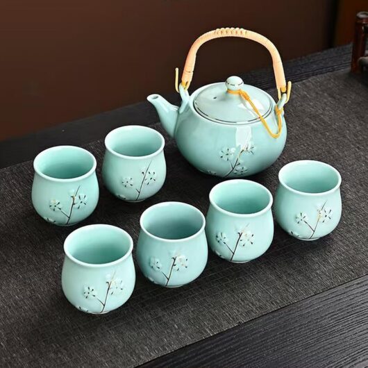 Blue Plum Blossom Ceramic Teapot Set