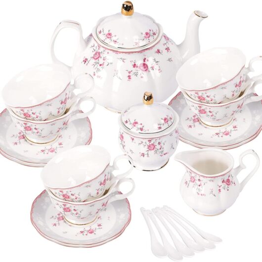 Vintage Pink Rose Porcelain Tea Set
