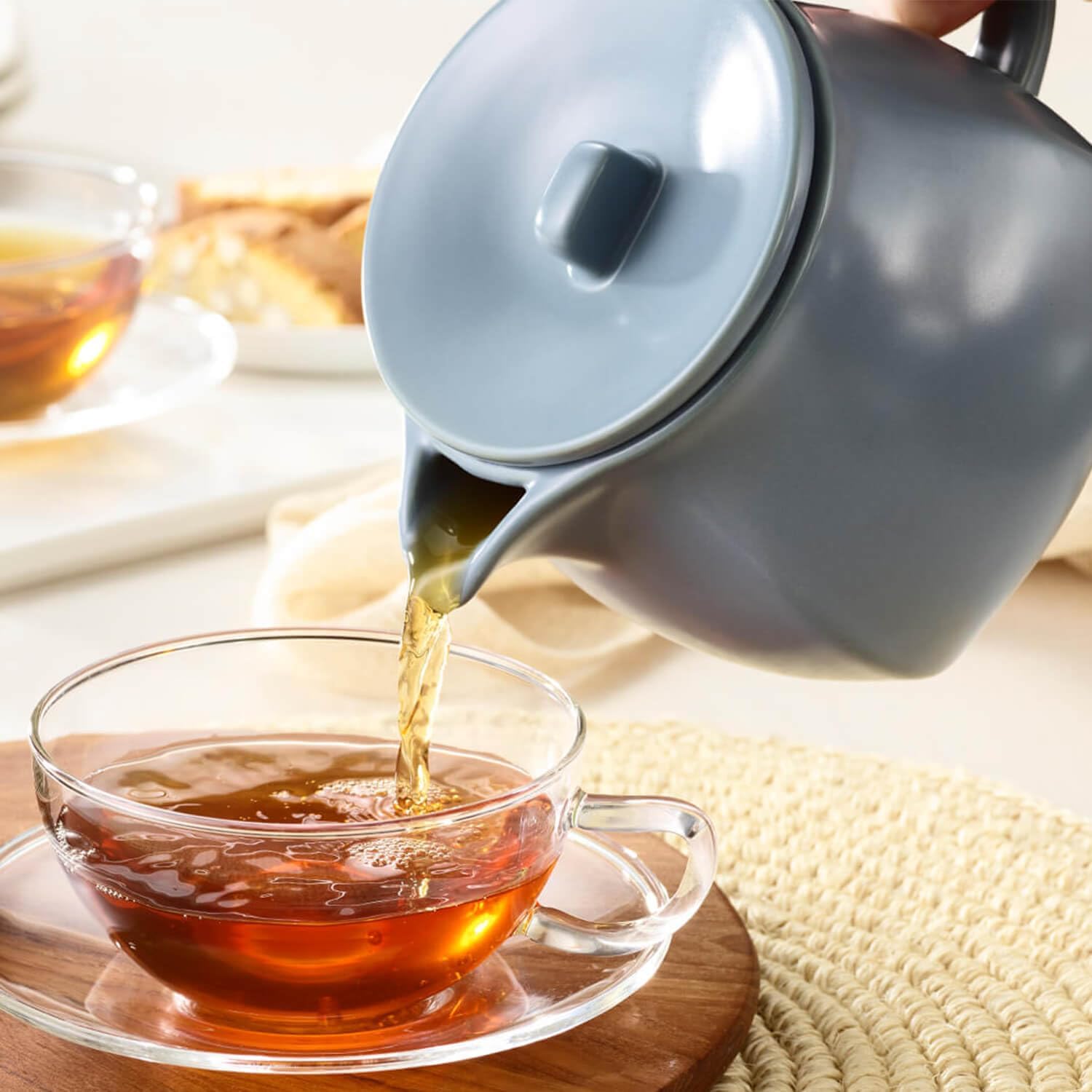 24oz Stone Blue Ceramic Teapot Infuser
