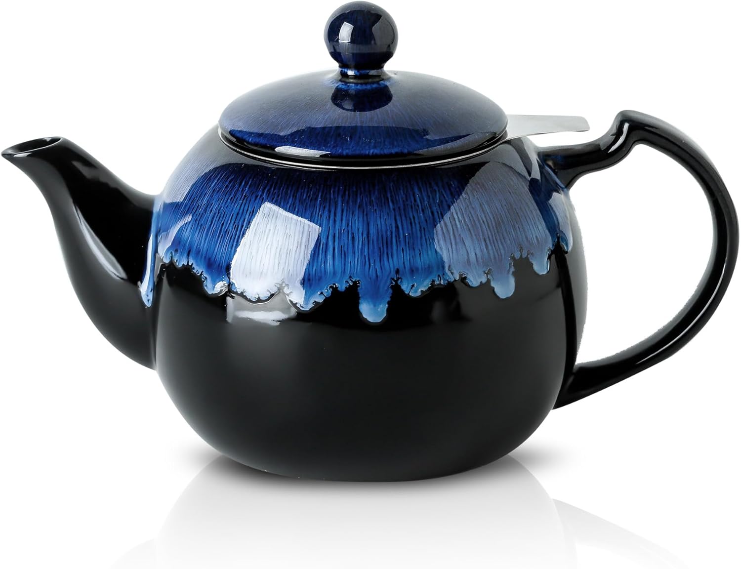 34oz Nebula Blue Ceramic Teapot Infuser